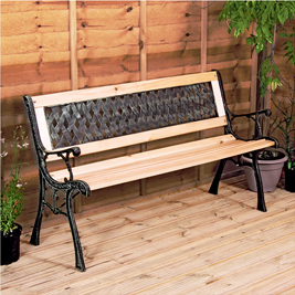 Pine and Wrought Iron Garden Bench - AW023